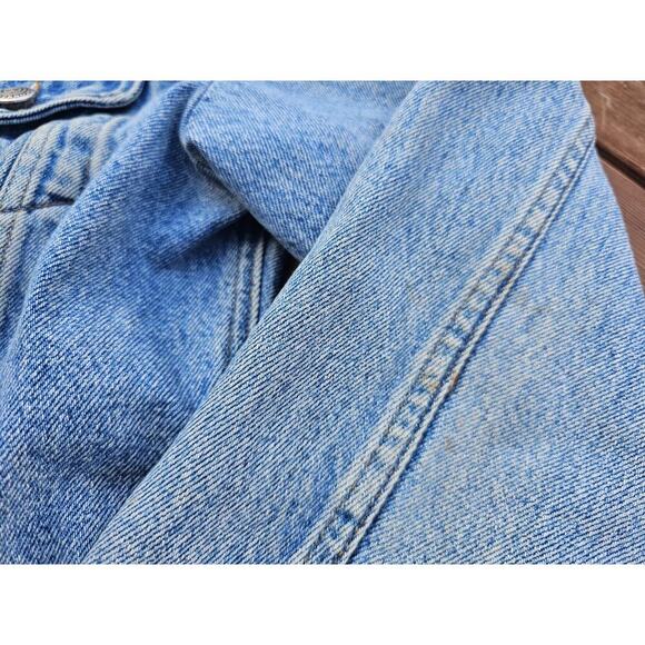 Faconnable Denim Jean Jacket Womens Large Button Blue Trucker Long Sleeve Y2K - Picture 4 of 11